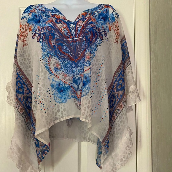 Style &Co Poncho Style V-Neck Blouse - Picture 1 of 4